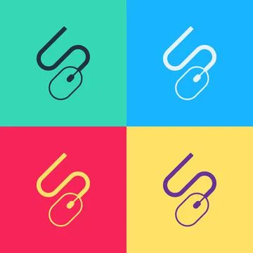 Pop art Computer mouse icon isolated on color background. Optical with wheel Stockillustratie