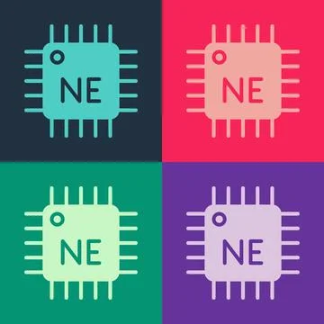 Pop art Computer processor with microcircuits CPU icon isolated on color Illustrazione stock