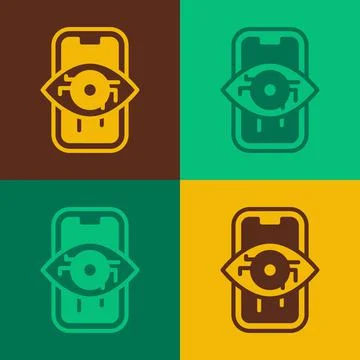 Pop art Computer vision icon isolated on color background. Technical vision, eye Stock Illustration