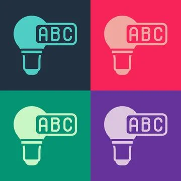 Pop art Creative lamp light idea icon isolated on color background. Concept.. Stock Illustration