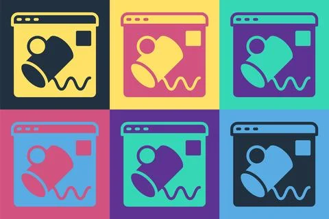 Pop art Data visualisation icon isolated on color background. Vector Illustrazione stock