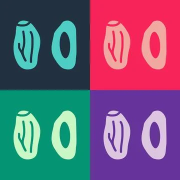 Pop art Date fruit icon isolated on color background. Vector 스톡 일러스트