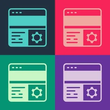 Pop art Debugging icon isolated on color background. Debugging tool. Magnifying Stock-Illustration