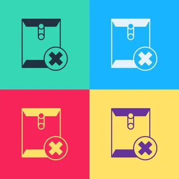Pop art Delete envelope icon isolated on color background. Delete or error .. Stock Illustration