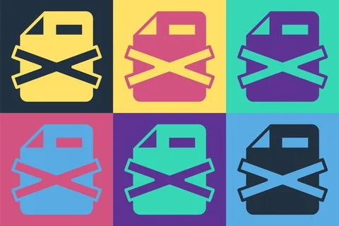 Pop art Delete file document icon isolated on color background. Rejected Stock Illustration