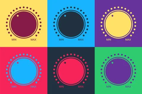 Pop art Dial knob level technology settings icon isolated on color background Stock Illustration