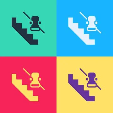 Pop art Disabled access elevator lift escalator icon isolated on color 스톡 일러스트