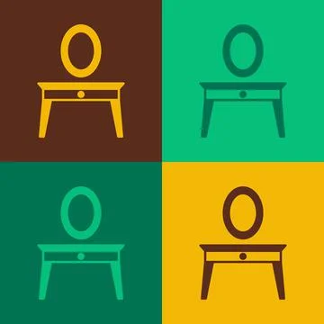 Pop art Dressing table icon isolated on color background. Vector イラスト素材