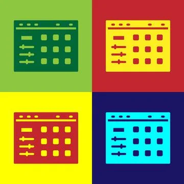 Pop art Drum machine icon isolated on color background. Musical equipment Illustrazione stock