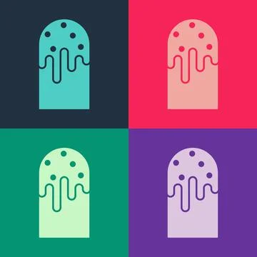 Pop art Easter cake icon isolated on color background. Happy Easter. Vector Illustrazione stock
