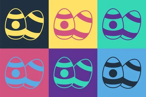 Pop art Easter egg icon isolated on color background. Happy Easter. Vector Stock Illustration