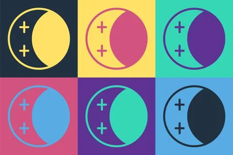 Pop art Eclipse of the sun icon isolated on color background. Total sonar Ilustração Stock