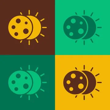 Pop art Eclipse of the sun icon isolated on color background. Total sonar Stock Illustration