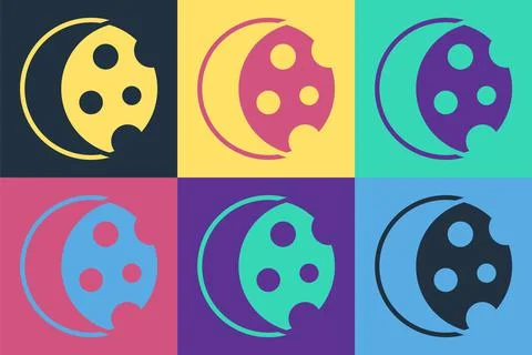 Pop art Eclipse of the sun icon isolated on color background. Total sonar Stock Illustration