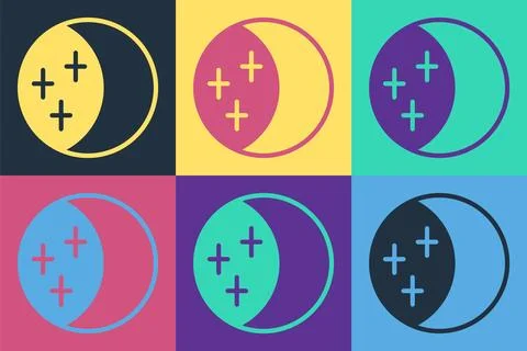 Pop art Eclipse of the sun icon isolated on color background. Total sonar e.. Stock Illustration