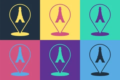 Pop art Eiffel tower icon isolated on color background. France Paris landmark Illustrazione stock