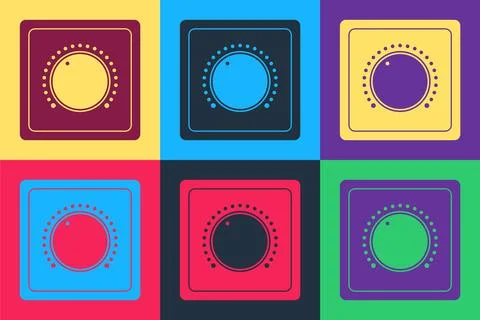 Pop art Electric light switch icon isolated on color background. On and Off icon Stock Illustration