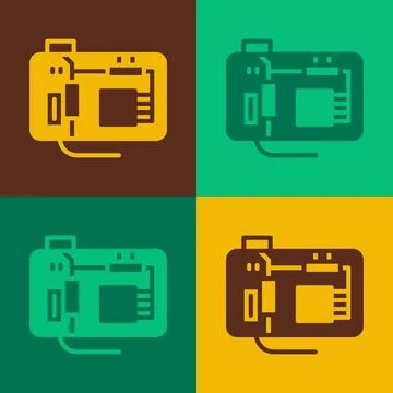 Pop art Electronic computer components motherboard digital chip integrated sc Stock Illustration