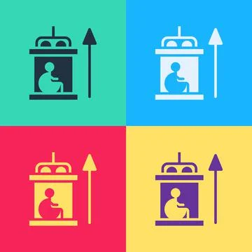 Pop art Elevator for disabled icon isolated on color background. Vector Stock Illustration