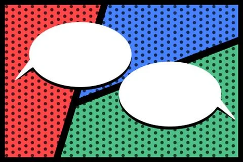 Pop art empty speech bubbles on colorful background. vintage design, pop art  Stock Illustration