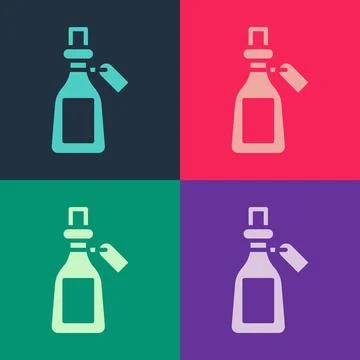 Pop art Essential oil bottle icon isolated on color background. Organic aro.. Illustration