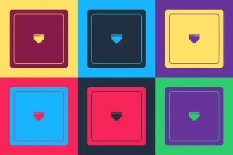 Pop art Ethernet socket sign. Network port - cable socket icon isolated on color 库存插图