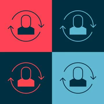 Pop art Exchange work icon isolated on color background. Information exchange 스톡 일러스트