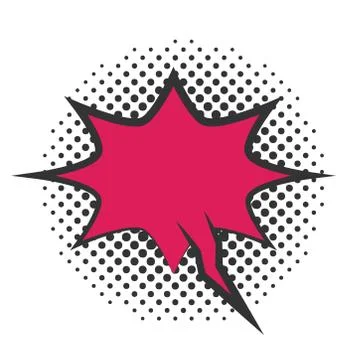 Pop art explosion speech bubble halftone style, flat design white background Illustrazione stock