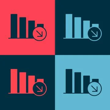 Pop art Financial growth decrease icon isolated on color background. Increasing Stock Illustration