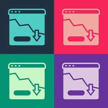 Pop art Financial growth decrease icon isolated on color background. Increasing Stock Illustration