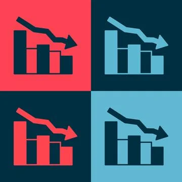 Pop art Financial growth decrease icon isolated on color background. Increa.. Stock Illustration