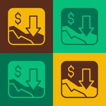 Pop art Financial growth decrease icon isolated on color background. Increa.. Stock Illustration