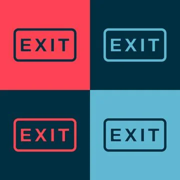 Pop art Fire exit icon isolated on color background. Fire emergency icon.  Ve Ilustración de archivo