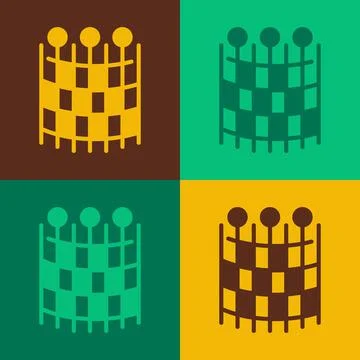Pop art Fishing net pattern icon isolated on color background. Fishing tackle Stock Illustration