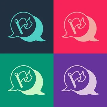 Pop art Flag icon isolated on color background. Victory, winning and conquer Stock Illustration
