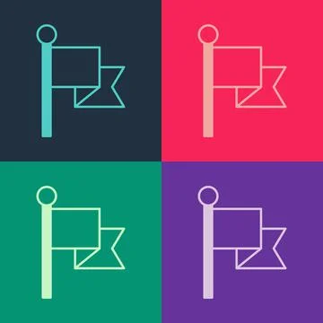 Pop art Flag icon isolated on color background. Victory, winning and conquer Stock Illustration
