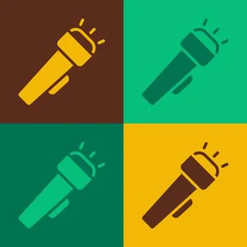 Pop art Flashlight icon isolated on color background.  Vector Illustration