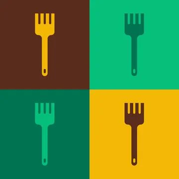 Pop art Fork icon isolated on color background. Cutlery symbol. Vector Illustrazione stock