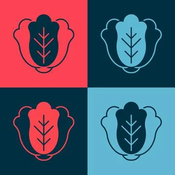 Pop art Fresh cabbage vegetable icon isolated on color background. Vector Ilustración de archivo