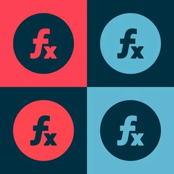 Pop art Function mathematical symbol icon isolated on color background. Vector Stockillustratie