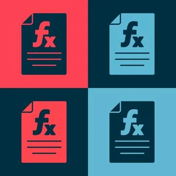 Pop art Function mathematical symbol icon isolated on color background. Vector Stock Illustration