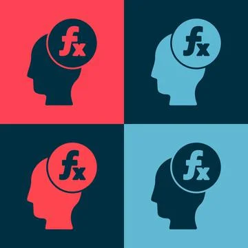 Pop art Function mathematical symbol icon isolated on color background. Vector Stock Illustration