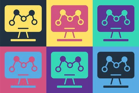 Pop art Genetic engineering modification on laptop icon isolated on color Stock Illustration