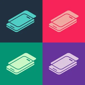 Pop art Glass screen protector for smartphone icon isolated on color backgr.. Stock Illustration