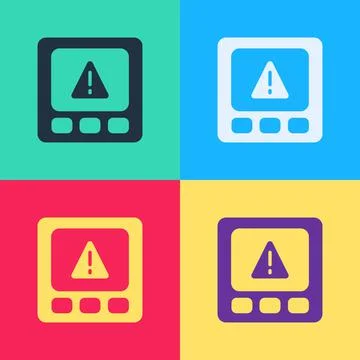 Pop art Gps device error icon isolated on color background. Vector Stock Illustration
