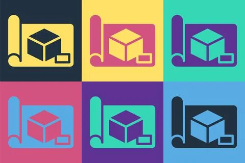 Pop art Graphing paper for engineering icon isolated on color background.  Ve Stock Illustration