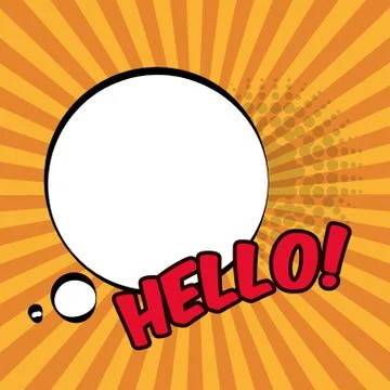 Pop art hello bubble speech stripes background design 스톡 일러스트