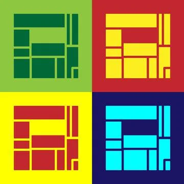 Pop art House Edificio Mirador icon isolated on color background. Mirador social 스톡 일러스트