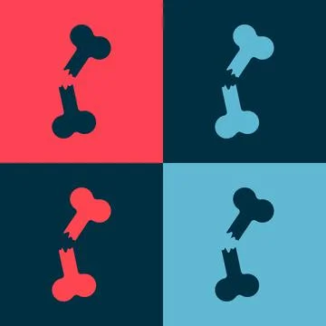 Pop art Human broken bone icon isolated on color background. Vector Stock Illustration