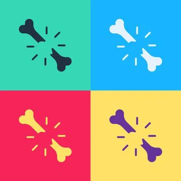 Pop art Human broken bone icon isolated on color background. Vector Stock Illustration